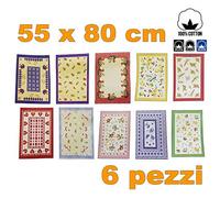 TrAdE shop Traesio - 6 Strofinacci Cotone Fibra Naturale Asciugapiatti Asciuga Piatti Canovaccio