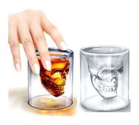 TrAdE shop Traesio - Bicchiere In Vetro Per Shot Cicchetto Liquore Con Sagoma Di Teschio Vodka Whisky