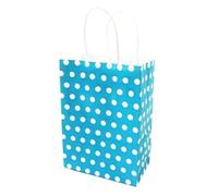 Trade Shop Traesio Buste da Regalo Shoppers in Carta con Manici Celeste Pois, 6 pezzi, 21 x 14.5 x 8 cm