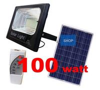 TrAdE shop Traesio - Faro Pannello Energia Solare Faretto Led Luce Bianca Ip67 Con Telecomando - 60 Watt