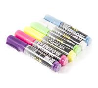 TrAdE shop Traesio - Kit 6 Pennarelli Per Lavagna Luminosa A Led Ri-scrivibile Fluorescenti Fluo