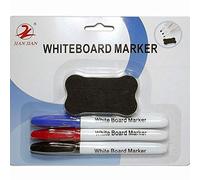 TrAdE Shop Traesio Kit PENNARELLI per Lavagna White Marker Penne con CANCELLINO LAVAGNE MAGNETICHE
