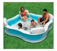 TrAdE shop Traesio® - Piscina Gonfiabile Fuoriterra 4 Sedili 229x229x66cm Con 2 Portabicchieri - SPEDIZIONE GRATUITA