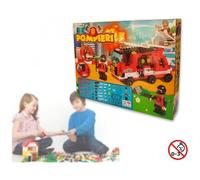 TrAdE shop Traesio - Playset Costruzioni Pomperi 170pz Assemblare Personaggi Vigili Del Fuoco Camion