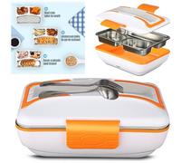TrAdE shop Traesio - Scaldavivande Elettrico Lunchbox Contenitore Porta Cibo 3 Scomparti +posate 40w
