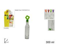 TrAdE shop Traesio - Set 12 Pezzi Bottiglie Bottigline Vetro Olio Aceto Con Tappo Colorato 300ml Idea