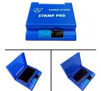 TrAdE Shop Traesio TAMPONE 2IN1 Inchiostro Nero Blu Tasto Colore 2 Scomparti Portatile per Timbro