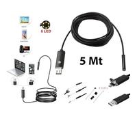 TrAdE Shop Traesio Telecamera ENDOSCOPICA 6 LED Tubo Flessibile USB 5 MT Impermeabile ISPEZIONE