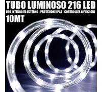 Trade Shop Traesio Tubo Luminoso, 216 Led Bianco Freddo, 3 Vie, Uso Interno/Esterno + Controller, 10 mt