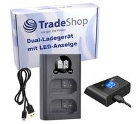 Trade-Shop USB Type-C Doppia Batteria Caricatore Rapido Dual per 2 Batterie con LCD Compatibile con Panasonic Lumix GH5 GH5S GH5 Mark 2 GH5 II DC-G9 II DC-GH6