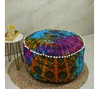 Trade Star Exports Etnica Mandala ottomano, Boemia Rotondo Pouf, Cotone Indiano Pouf Copertura, poggiapiedi ottomano Cuscino Decorativo, Floor Seating Pouf Pattern7