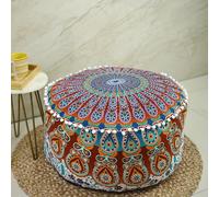 Trade Star Exports Etnica Mandala ottomano, Boemia Rotondo Pouf, Cotone Indiano Pouf Copertura, poggiapiedi ottomano Cuscino Decorativo, Floor Seating Pouf Pattern1