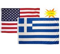 Trade Winds Combo 3x5 3'x5' Bandiere USA e Grecia Multicolor Con Occhielli