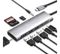 Tradebit - Hub USB-C I Adattatore I HDMI 4K UHD I Micro SD I 3X USB 3.0 I Power Delivery I Alloggiamento in alluminio I Plug & Play I Compatibile con laptop e PC