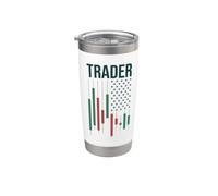 Trader - Criptovalute bandiera americana degli Stati Uniti e trading azionario Bicchiere termico in acciaio inox doppia parete