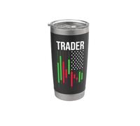 Trader di criptovalute e azioni - Trading della bandiera americana degli Stati Uniti Bicchiere termico in acciaio inox doppia parete