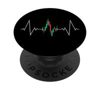 Trader Heartbeat ECG Pulse Line per gli appassionati di trading PopSockets PopGrip Adesivo