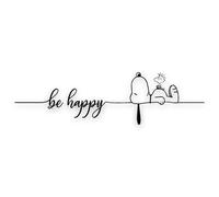 tradercat Adesivo per auto Snoopy Be Happy - 1 motivo composto da 2 elementi da assemblare - 40 cm x 10 cm - per superfici lisce - finestrini, specchietti retrovisori, lunotto posteriore, cofano