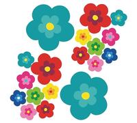 tradercat pril - Adesivi floreali per auto, 18 pezzi, in stile retrò, per qualsiasi superficie liscia, ideali per la vostra auto, motivo: fiori di pril (turchese)