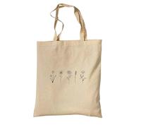 tradercat Sacchetto di iuta stampato vintage 100% cotone, sacchetto di stoffa stampato, motivo floreale One Line Art, sacchetto di iuta Aesthetic come accessorio alla moda, Flower Art 3, 38 x 42 cm