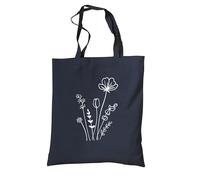 tradercat Sacchetto di iuta stampato vintage 100% cotone sacchetto di stoffa stampato motivo floreale One Line Art sacchetto di iuta Aesthetic come accessorio alla moda Flower Art 2 Blu One size