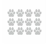 tradercat Set di 12 adesivi per auto, motivo: zampe, 6 x 6 cm, per tutte le superfici, finestre, specchietti laterali, lunotto posteriore, cofano, auto, con istruzioni (argento)