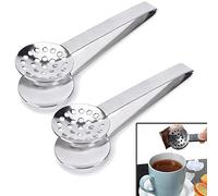 TraderPlus - Set di 2 pinze rotonde per bustine di tè, in acciaio INOX