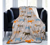 TradesForU Coperta in pile di flanella con bassotto, per letto, divano, casa, morbida coperta calda per tutte le stagioni, 127 x 101,6 cm