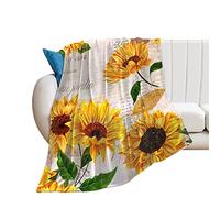 TradesForU Coperta in pile ultra morbida con girasole per bambini e adulti, leggera e accogliente, coperta in flanella per divano, soggiorno, letto, decorazione da donna, 152,4 x 127 cm