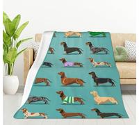 TradesForU Coperta per cani con simpatico bassotto, coperta in pile per ragazze e donne, con stampa bassotto, coperta pelosa (100 x 130 cm)
