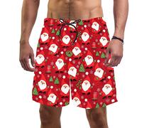 TradesForU Costume da bagno da uomo con sfondo natalizio da spiaggia ad asciugatura rapida, Multicolore 22., S