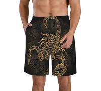 TradesForU Costume da bagno da uomo con stampa scorpione oro, ad asciugatura rapida, traspirante, per surf, spiaggia, costumi da bagno estivi, Scorpione d'oro, XL