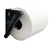 Tradetidy Dispenser per rotolo di carta in acciaio nero, resistente, per furgoni, garage e officine, adatto per rotoli di carta fino a 200 mm di larghezza, prodotto nel Regno Unito