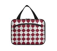 Tradiction Maroon Red Checkered Plaid Crystal Hanging Bag per gli uomini con gancio, borsa portatile di design per la cura della pelle per accessori da viaggio Camping estuche para maquillaje L
