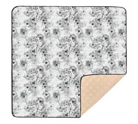 Tradictional - Tappetino da gioco pieghevole per bambini con pittura a inchiostro cinese, dente di leone e cenere, per interni ed esterni, lavabile, imbottito, 127 x 127 cm