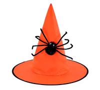 Tradineur Cappello da strega diametro 38 cm cappello da strega, accessorio per costumi, Halloween, carnevale, feste (arancione con ragno)