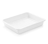 Tradineur - Confezione da 3 vassoi frigoriferi con griglia, in plastica, riutilizzabili, scongelamento cibo, prodotto in Spagna, 35 x 27 x 6 cm, colore: bianco