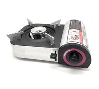 Tradineur - Fornello portatile a gas con fornello, 2100 W, serratura di sicurezza, compatibile con cartuccia MSF-1A, campeggio, giardino, blackout - 24,5 x 17 x 8 cm