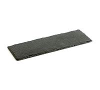 Tradineur - Piatto rettangolare in ardesia per ristorazione, servizio e degustazione, bordo rustico, tagliere in pietra naturale per servire aperitivi, 30 x 10 cm