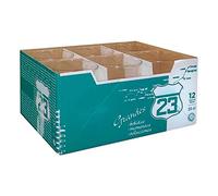 Tradineur - Scatola da 12 bicchieri modello percorso - 23 cl - Realizzati in vetro resistente - Lavabili in lavastoviglie - 12 pezzi in totale