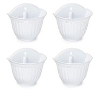 Tradineur - Set di 4 vasi da fiori in plastica per parete, vaso da appendere, vaso per piante, fiori, balcone, veranda, casa, prodotto in Spagna (bianco, 26 x 29,5 x 19 cm)