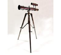 Trading Made Easy Group - Telescopio in ottone con doppio cilindro in stile nautico vittoriano, 25,4 cm, con supporto in ottone