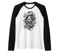 Tradionale Giapponese Irezumi Hannya Maschera con Serpente Maglia con Maniche Raglan