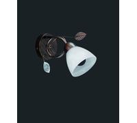 TRADITIO APPLIQUE METALLO RUGGINE ANTICO VETRO BIANCO CON GEMMA TRASPARENTE SPORGENZA 29CM 1 LUCE ATTACCO E27