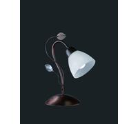 TRADITIO LAMPADA TAVOLO METALLO RUGGINE ANTICO VETRO BIANCO CON GEMMA TRASPARENTE H. 32CM 1 LUCE ATTACCO E14