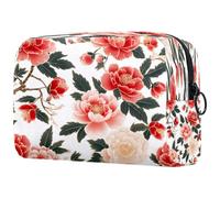 Tradition Blossoming Peony Trousse per cosmetici, da donna, da viaggio, grande, pratica borsa organizer con cerniera, Multi, 18.5x7.5x13cm/7.3x3x5.1in, Beauty case