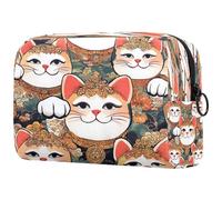 Tradition Lucky Cats Trousse per cosmetici, da donna, per articoli da toeletta da viaggio, grande, pratica borsa organizer con cerniera, Multi, 18.5x7.5x13cm/7.3x3x5.1in, Beauty case