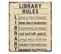 Traditional Library Code Vintage Sign 12x8 Inch