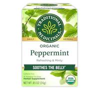 Traditional Medicinals Tè biologico alla menta piperita, aiuta a lenire la pancia da gas occasionali e gonfiori, kosher, non OGM, senza caffeina, compostabile, 16 bustine di tè