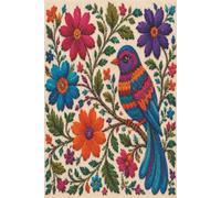 Traditional Mexican Folk Art Notebook: Colorful Embroidered Bird Floral Journal: Beautiful Mexican Textile Inspired Notebook for Writing, Journaling, Notes and Sketching